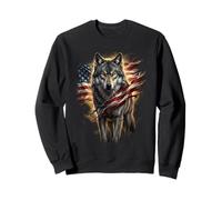 Independence Day Majestic Wolf with American Flag Felpa