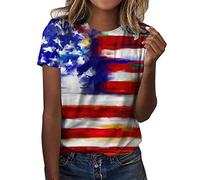 Independence Day per donne stampa camicie estive quotidiane da donna con scollo a O, canotta 4 luglio, stampa camicetta a maniche corte, camicia da allenamento, casual, da donna, a maniche corte
