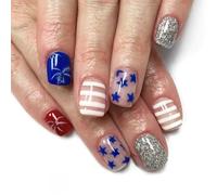 Independence Day Press On Nails Punte francesi Unghie finte 4 luglio Patriottico Falso Coperture Piene Acrilico Artificiale Unghie finte