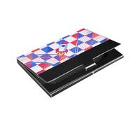 Independence Day Rockets Plaids Slim piccolo porta biglietti da visita con porta carte da ufficio in pelle e acciaio inossidabile per uso riunioni di lavoro