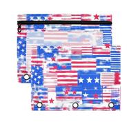Independence Day Rosso Bianco Blu Cerniera Raccoglitore Sacchetti con Finestra Trasparente Morbido Grande Capacità 3 per Conservare Scuola Forniture per Ufficio Multicolore 2 PZ