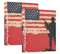 Independence Day Soldier with The Gun - Raccoglitore a 3 anelli con tasche interne, confezione da 1/2 raccoglitori assortiti con copertina rigida