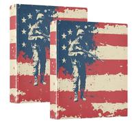 Independence Day Soldier with The Gun - Raccoglitore per quaderni, 3 anelli con tasche interne, confezione da 1/2, 200 fogli