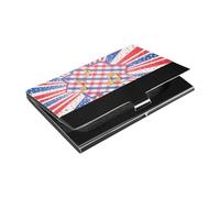 Independence Day Stars Slim porta biglietti da visita sottile con porta carte di credito in pelle e acciaio inox, per donne o uomini