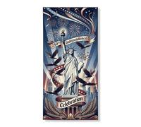 Independence Day - Striscione decorativo per porta d'ingresso, motivo patriottico vintage, stelle e strisce, per interni ed esterni, 91 x 182 cm