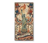 Independence Day - Striscione decorativo per porta d'ingresso, stile patriottico vintage, fuochi d'artificio e cappelli a cilindro, decorazione per interni ed esterni, forniture per le vacanze, 91 x