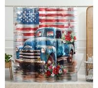 Independence Day, tenda da doccia facile da pulire, motivo floreale, bandiera americana, commemorativa, blu, rosso, grigio, poliestere, impermeabile, lavabile, per interni, bagno, appartamento, casa