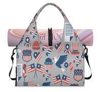Independence Day USA Borsone sportivo per donne e uomini USA Weekend Borsa da notte con scomparto per scarpe Borsa a tracolla Tote Bagagli per Yoga Palestra Viaggi, Colore, L, Organizer per borse