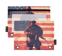Independence Day War 3 anelli raccoglitore matita sacchetto con cerniera 2 pezzi trasparente cosmetici borsa cancelleria forniture