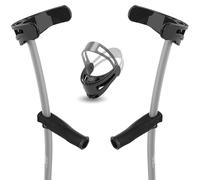 INDESmed x2 Stampelle Ortopediche Regolabili Leggere in Alluminio 100% aerospaziale - Stampelle Canadesi Colorate, impugnatura ergonomica e antiscivolo - Prodotto brevettato (Grigio, L (175-185cm))