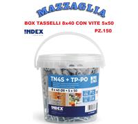 INDEX - BOX PZ.150 TASSELLI NYLON TN4S 8x40 C/VITE TPS+ 5x50 ZN