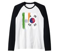India Corea del Sud Mezza Bandiera Indiana Sud Corea Jersey Maglia con Maniche Raglan
