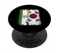 India Corea del Sud Mezza Bandiera Indiana Sud Corea Jersey PopSockets PopGrip Adesivo