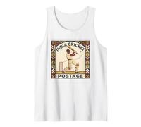 India Cricket Vintage Timbro Rupia con Paisley Art Retro Canotta