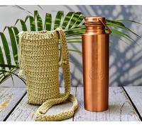 India House | Bottiglia d'Acqua in Rame Puro | Senza Cuciture e a Prova di Perdite | Perfetta Bottiglia Ayurvedica (Sette Chakra Opachi Con Borsa)