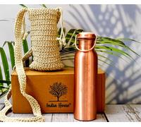 India House | Bottiglia d'Acqua in Rame Puro | Senza Cuciture e a Prova di Perdite | Perfetta Bottiglia Ayurvedica (SETTE CHAKRA)