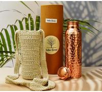 India House | Pure Copper Water Bottles | Seamless Leak Proof Copper Bottle | Perfect Ayurvedic Copper Bottle (Hammered)