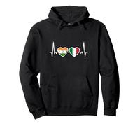 India Italia Vintage Battito del Cuore Bandiera Indiano Felpa con Cappuccio
