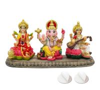 India Laxmi Ganesh Saraswati Statua - 9,9 cm H Dio indiano Lakshmi Ganesha Saraswati Idolo Figurine Hindu Diwali Regali Diwali Decorazione Home Office Mandir Temple Pooja Item