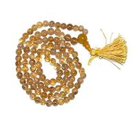 INDIA MADE 108 perline Jaap Mala in citrino naturale certificato in laboratorio + Guru Bead easing Crystal Reiki easing (dimensione 6 mm) -B08VHFGP4G