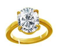 INDIA MADE 12.25 Ratti 11.00 carati zircone bianco naturale placcato oro anello astrologico/scopo regolabile per uomini e donne qualità Aa+ - B0C37KN22X