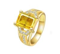 INDIA MADE 12.25 Ratti Pukhraj Stone Original Certified Yellow Sapphire Gemstone placcato oro | Anello regolabile con certificato di laboratorio per uomini e donne - B0CK5N6PBJ
