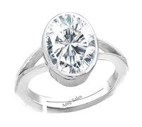 INDIA MADE 14.00 Ratti Qualità Naturale Rashi Ratna Astrologica Zircone Bianco Pietra Argento Anello Regolabile Per Uomini E Donne-B08PZJD4X4, Argento, Zaffiro Creato, Argento, Zaffiro Creato, Argento