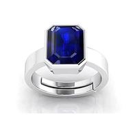 INDIA MADE 4.25 Ratti Certified Blue Sapphire (Neelam) argento+anello in metallo bianco per uomo e donna-B0C19KMV7T