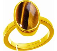 INDIA MADE 4.25 Ratti naturale occhio di tigre taglio ovale gemma astrologico oro anello originale certificato per uomo e donna S-B0BVHVXN2L