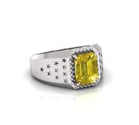 INDIA MADE Amg Gems Pukhraj Stone Original Certified Yellow Sapphire Gemstone Anello regolabile con certificato di laboratorio per uomini e donne A B0CPMCXQNT, argento, zaffiro creato