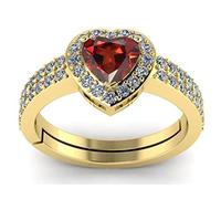 INDIA MADE Anello a forma di cuore in oro con gemma naturale da 2,25 ratti da 1,50 carati, gomma/granato, regolabile, per uomini e donne-B0BFQ8JWCN
