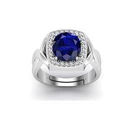 INDIA MADE Anello con zaffiro blu da 15,25 ratti, 14,55 carati, non riscaldato e non trattato, pietra preziosa naturale Neelam per gli uomini Ed-B0DKD718YW