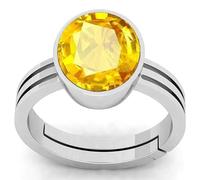 INDIA MADE Anello con zaffiro giallo non riscaldato naturale certificato da 10,25 carati, autentica gemma Pukhraj in incastonatura Panchdhatu, per donne e uomini, autenticità certificata in
