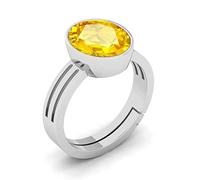 INDIA MADE Anello con zaffiro giallo non riscaldato naturale certificato da 12,00 carati, autentica gemma Pukhraj in incastonatura Panchdhatu, per donne e uomini, autenticità certificata in