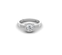 INDIA MADE Anello da 5,55 carati con diamante naturale americano bianco zircone bianco placcato argento regolabile per scopi astrologici per uomini e donne-B0CKC1W4LG, argento, zaffiro sintetico