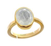 INDIA MADE Anello in oro ratti da 14,25 carati, con zaffiro bianco naturale, certificato Safed Pukhraj, anello adjaistaible con pietra preziosa sfusa, B0C3HQXT4K