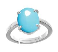 INDIA MADE Anello Panchdhatu placcato argento regolabile da 8,25 Ratti 8,00 carati non riscaldato non riscaldato turchese Firoza Sky Blue Gemma Panchdhatu regolabile per uomini e donne da Lab