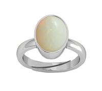 INDIA MADE Anello Panchdhatu placcato in argento con opale bianco australiano certificato naturale da 3,25 ratti/2,25 carati, per uomo e donna, B0BWNMDW8S, argento, zaffiro creato, Argento, Zaffiro