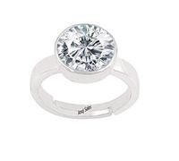 INDIA MADE Anello per uso astrologico regolabile in argento placcato argento con diamante americano naturale da 14,00 carati - B0C37L3T3M