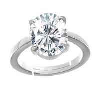 INDIA MADE Anello placcato in argento con zirconia cubica naturale certificata da 4,25 ratti, 4,00 carati, con zirconia cubica naturale certificata, per uomini e donne-B09M6KK1N3