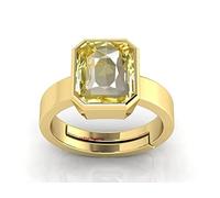 INDIA MADE Anello placcato in oro con zaffiro giallo naturale certificato non riscaldato da 5,25 ratti, 4,00 carati, qualità A+, per donne e uomini |1071|-B0C81R84CW, argento, zaffiro artificiale