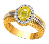 INDIA MADE Anello placcato in oro con zaffiro giallo naturale di qualità Aa+, 14,25 Ratti da 13,00 carati, non riscaldato, per donne e uomini, S-B0BX4BK9Z8