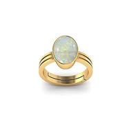 INDIA MADE Anello placcato in oro Panchdhatu con opale bianco australiano di qualità Aa++ da 11,25 ratti/10,75 carati naturale certificato Aa++ - B0BDCS6981, argento, creato, Argento, Zaffiro