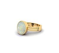 INDIA MADE Anello placcato in oro Panchdhatu con opale bianco australiano di qualità Aa++ da 11,25 ratti/10,00 carati naturale certificato Aa++ - B0BWNLG8JB, argento, creato, Argento, Zaffiro