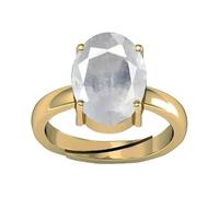 INDIA MADE Anello placcato oro Ashtadhatu da 14,25 carati, 13,00 carati, con zaffiro bianco naturale non riscaldato, con gemma sfusa di Pukhraj, qualità certificata Aa++, B0CXMC4HQ8
