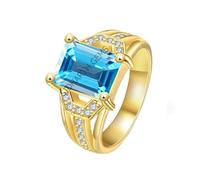 INDIA MADE Anello placcato oro con topazio blu di qualità speciale da 11,25 carati, 10,25 carati, regolabile, con gemma placcata in oro, certificata in laboratorio, qualità per uomo o donna