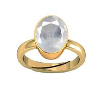 INDIA MADE Anello placcato oro regolabile con zaffiro bianco naturale non riscaldato da 13,25 carati AAA ++ con gemma sfusa Pukhraj con zaffiro bianco naturale non riscaldato - B0CXMB3P3C