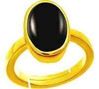 INDIA MADE Anello regolabile 100% certificato 16,25 Ratti nero naturale Hakik (Sulemani Hakik placcato in oro, 100% gemma certificata da laboratorio (top Aaa+), qualità per uomini e donne - B0C394R58H