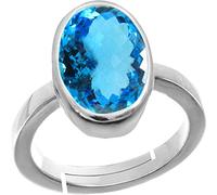 INDIA MADE Anello regolabile con topazio blu di qualità speciale da 11,25 Ratti da 10,00 carati, placcato in argento, con gemma certificata in laboratorio (top AAA+), qualità per uomo o donna