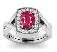 INDIA MADE Anello regolabile in argento placcato argento con rubino manik naturale di qualità AAA ++ 4,25 ratti, 3,00 carati, per scopi astrologici da uomo e da donna-B09YXR67JQ